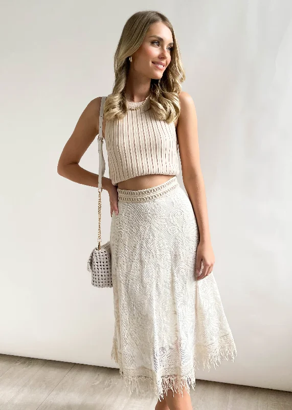 Andree Lace Midi Skirt - Sand