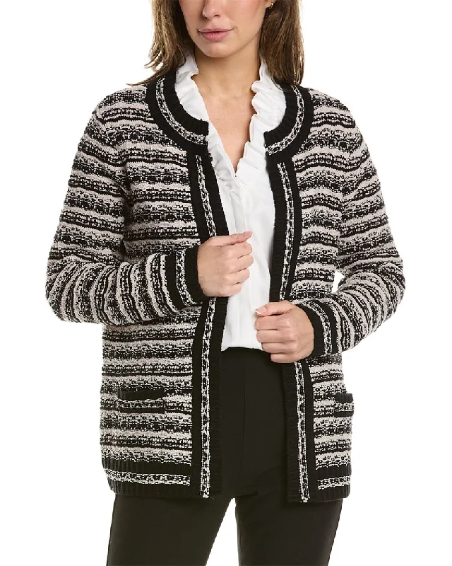 Anne Klein Mix Stitch Short Wool-Blend Cardigan